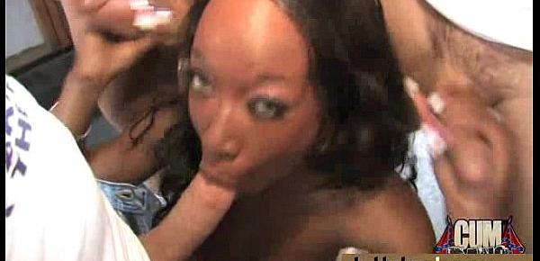  Hot ebony chick in interracial gangbang 24